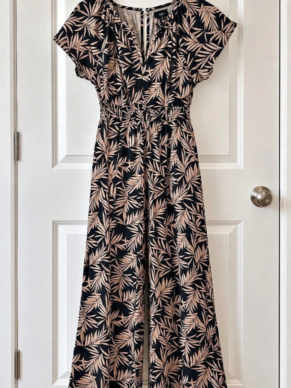 Tahari Floral Maxi Dress in Black & tan